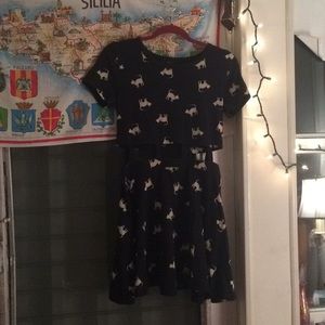 Forever 21 cat dress with cutout crop look.
